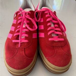 Red and Pink Sneakers with Stripes